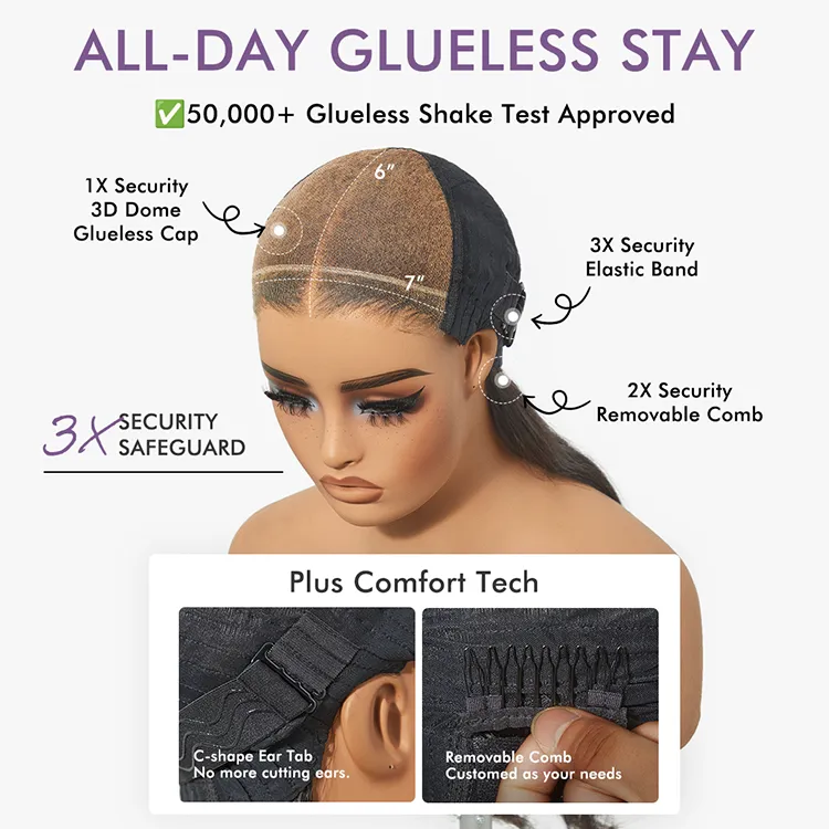 Luvme All-Day Comfort™ Wig Bouncy Wand Curly 7x6 Closure HD Glueless Wig Pre-Cut Lace