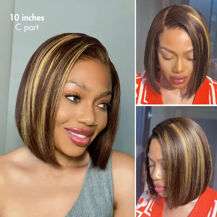 Luvme Hair PartingMax Glueless Wig Honey Blonde Highlight Silky Blunt Cut 7x6 Closure HD Lace Bob Wig