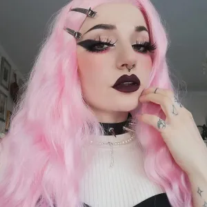 Mary Jane - Pink Long Wavy Synthetic Lace Front Wig