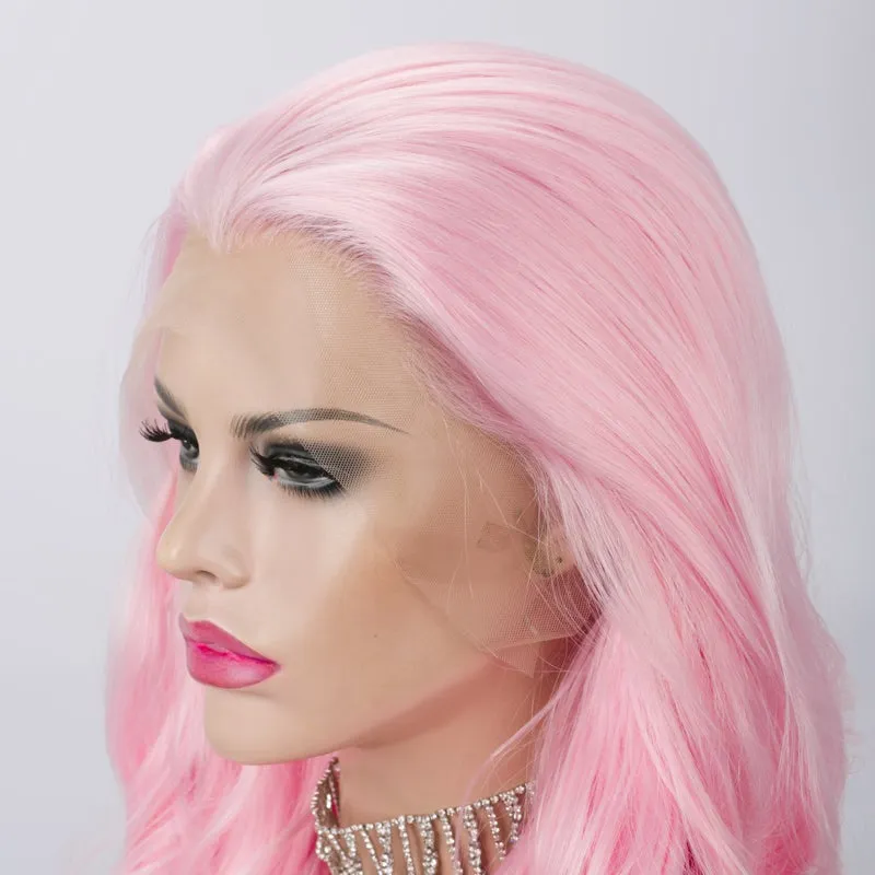 Mary Jane - Pink Long Wavy Synthetic Lace Front Wig