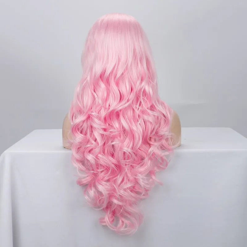 Mary Jane - Pink Long Wavy Synthetic Lace Front Wig