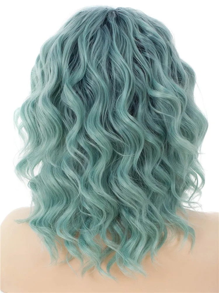 Mint - Green Ombré with Deep Blue Roots Wig