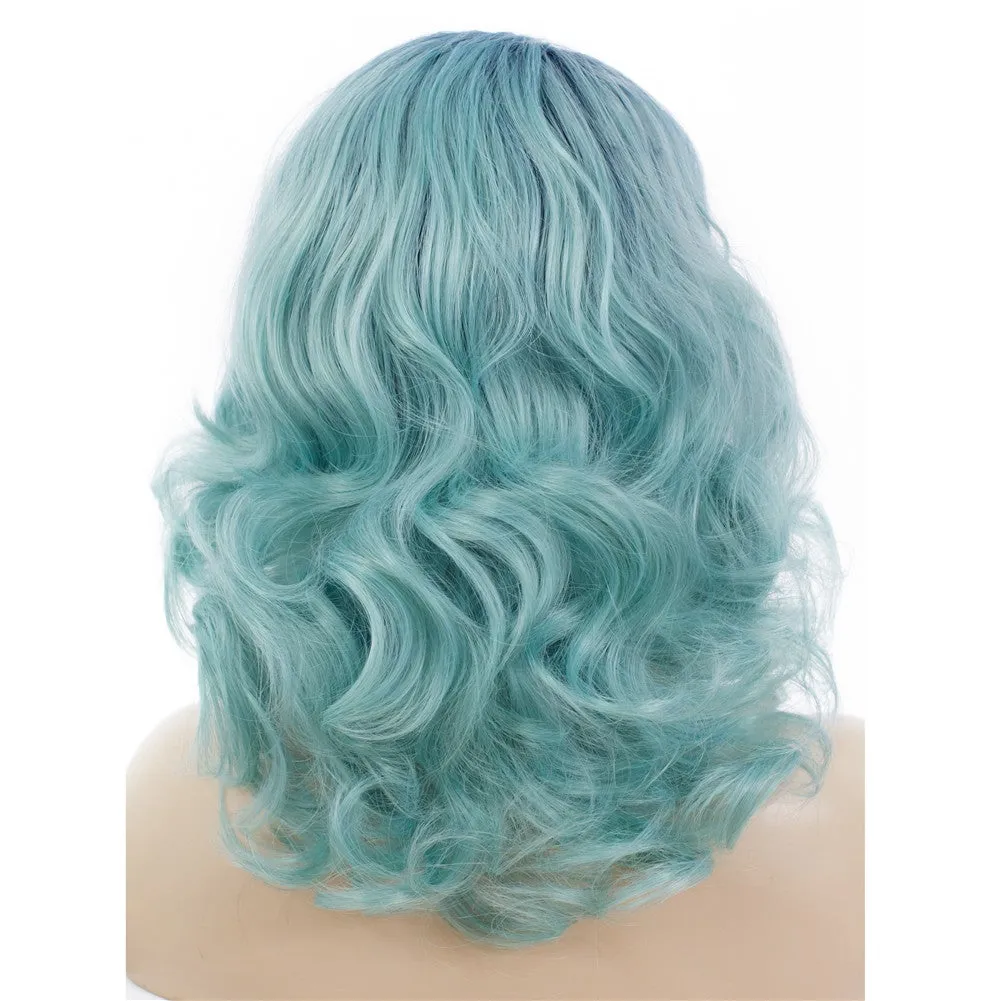 Mint - Green Ombré with Deep Blue Roots Wig