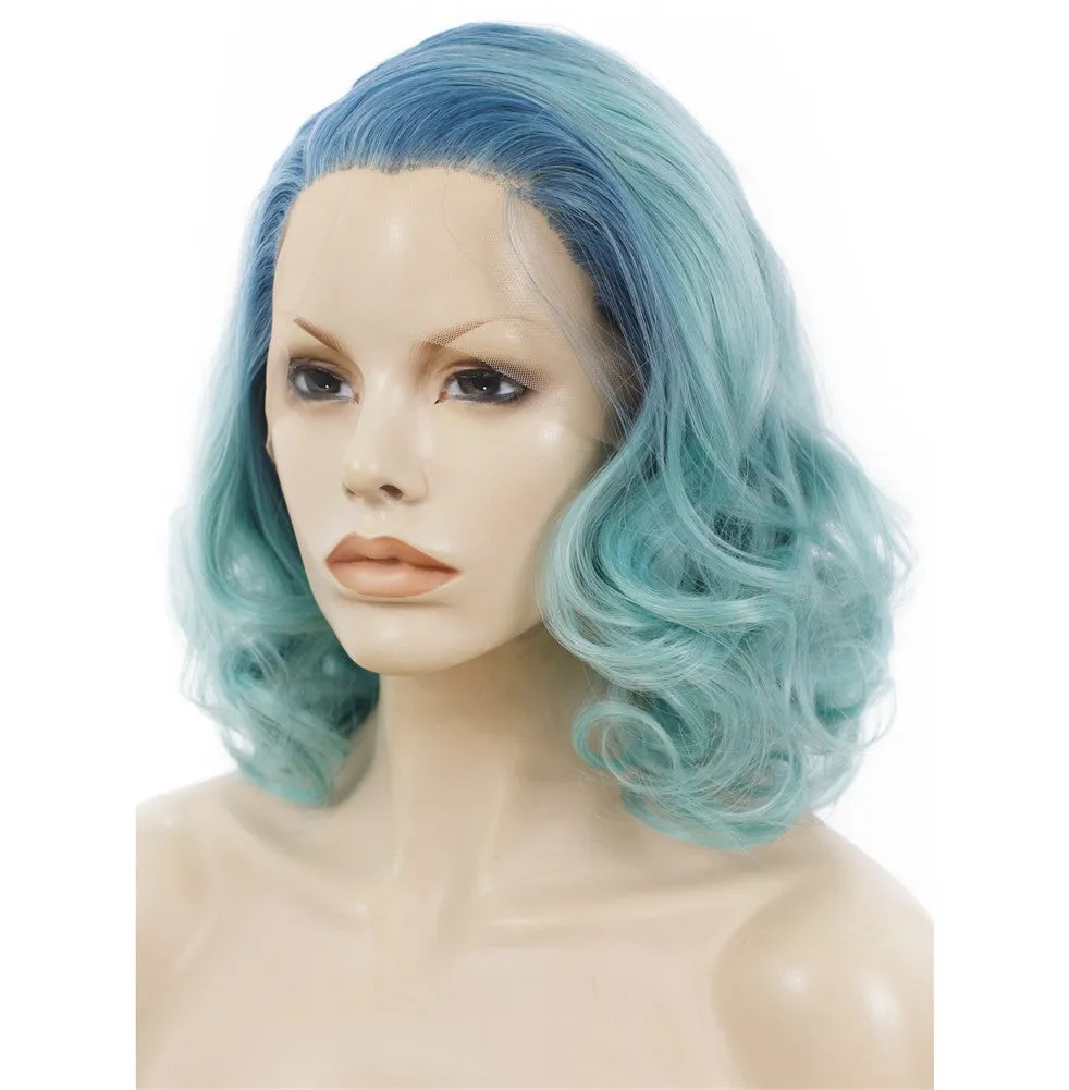 Mint - Green Ombré with Deep Blue Roots Wig