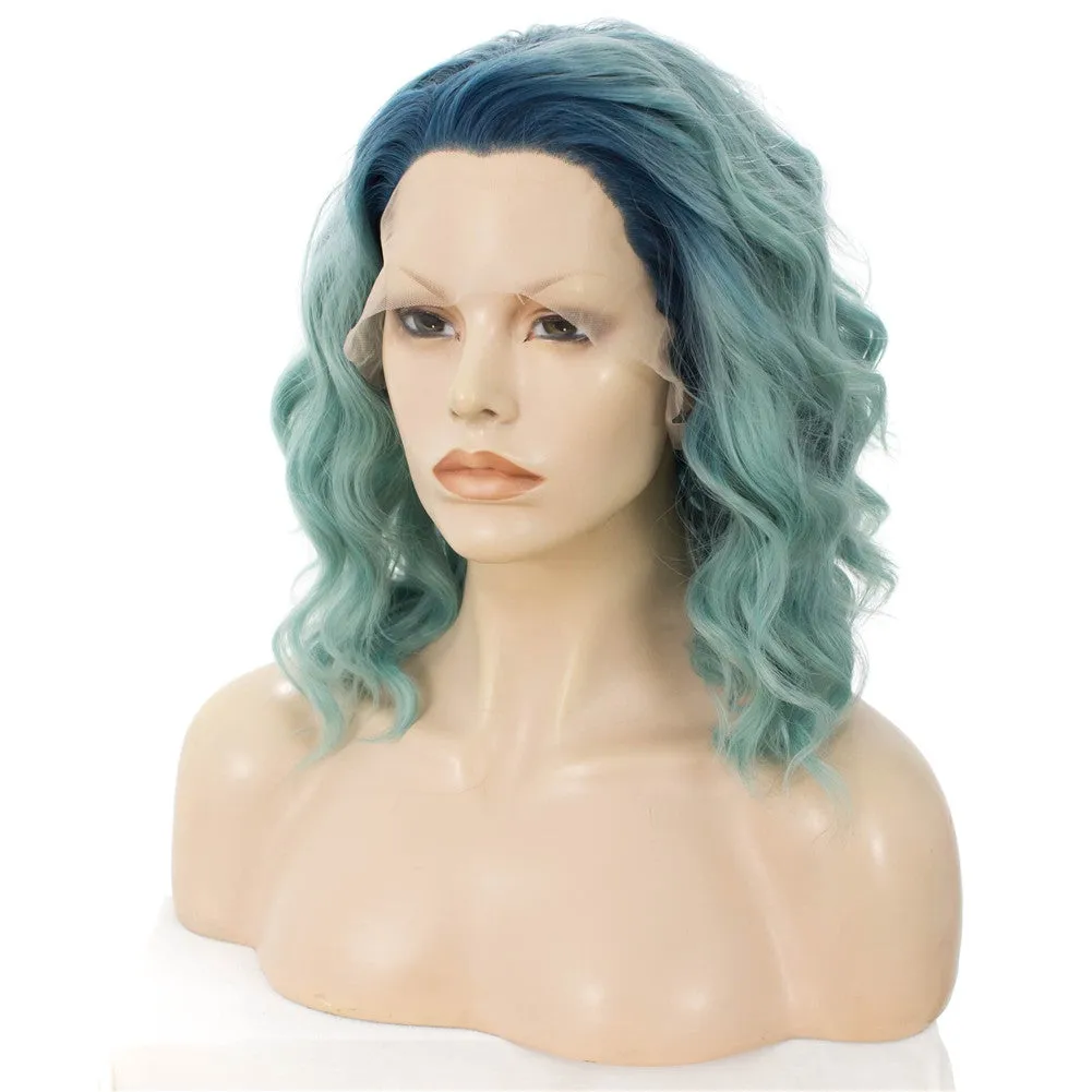 Mint - Green Ombré with Deep Blue Roots Wig