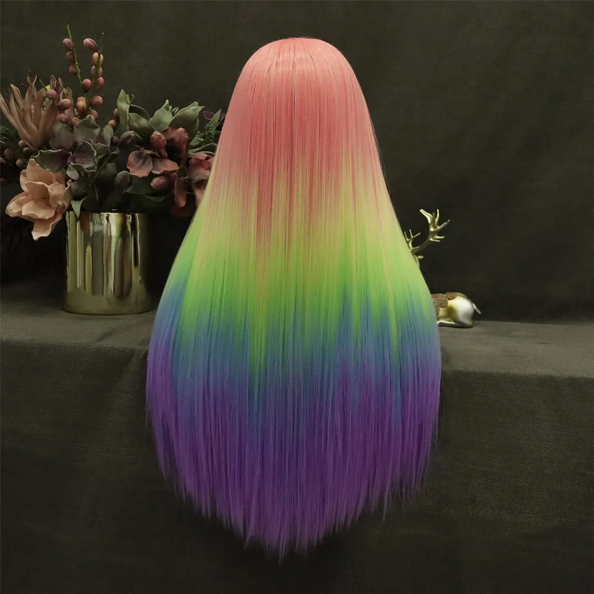 Morning Glow-Long Straight Lace Wig Ombre Multicolor Wigs