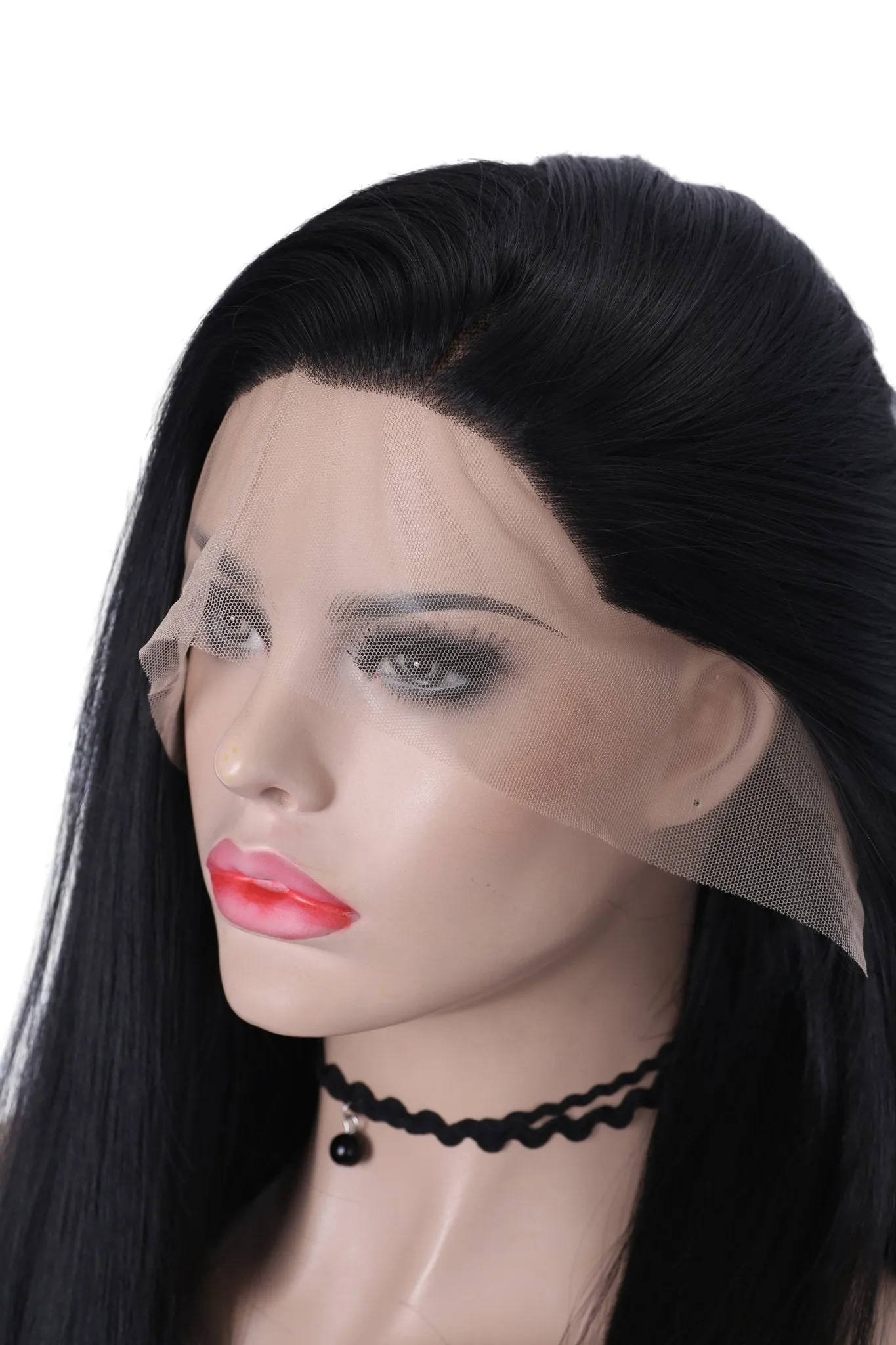 Morticia- Natural Black Straight Synthetic Lace Front Wig For Drag Queen