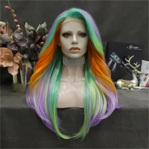 Multi-Color Purple Body Wave Long Synthetic Lace Front Wig
