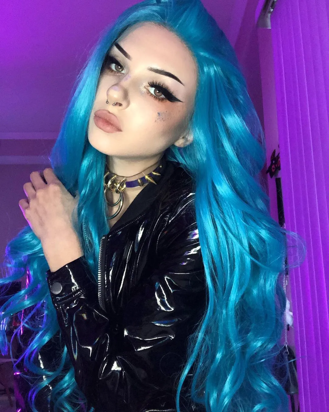 Ocean Blue Synthetic Lace Front  Imstyle Wig For Women