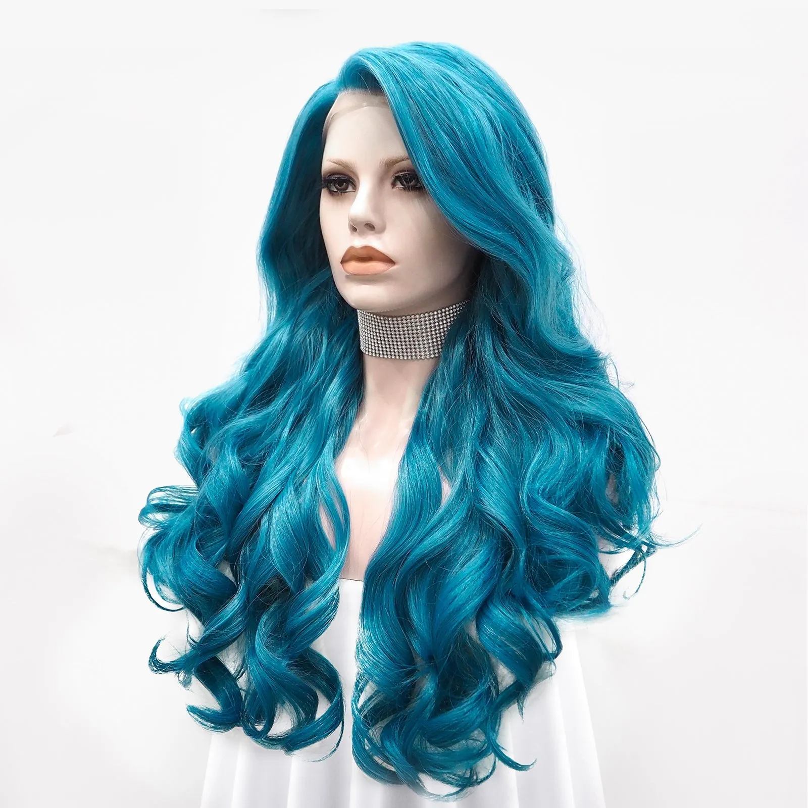 Ocean Blue Synthetic Lace Front  Imstyle Wig For Women
