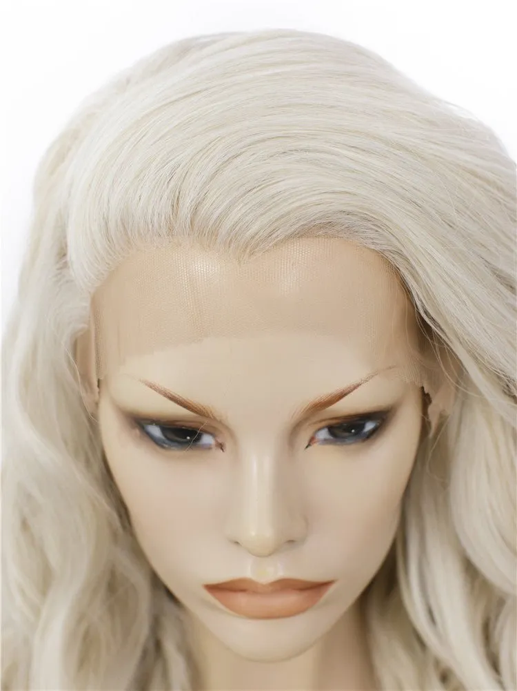 Platinum - Ash Blonde Long Loose Curl Synthetic Lace Front Wigs Cosplay Wig