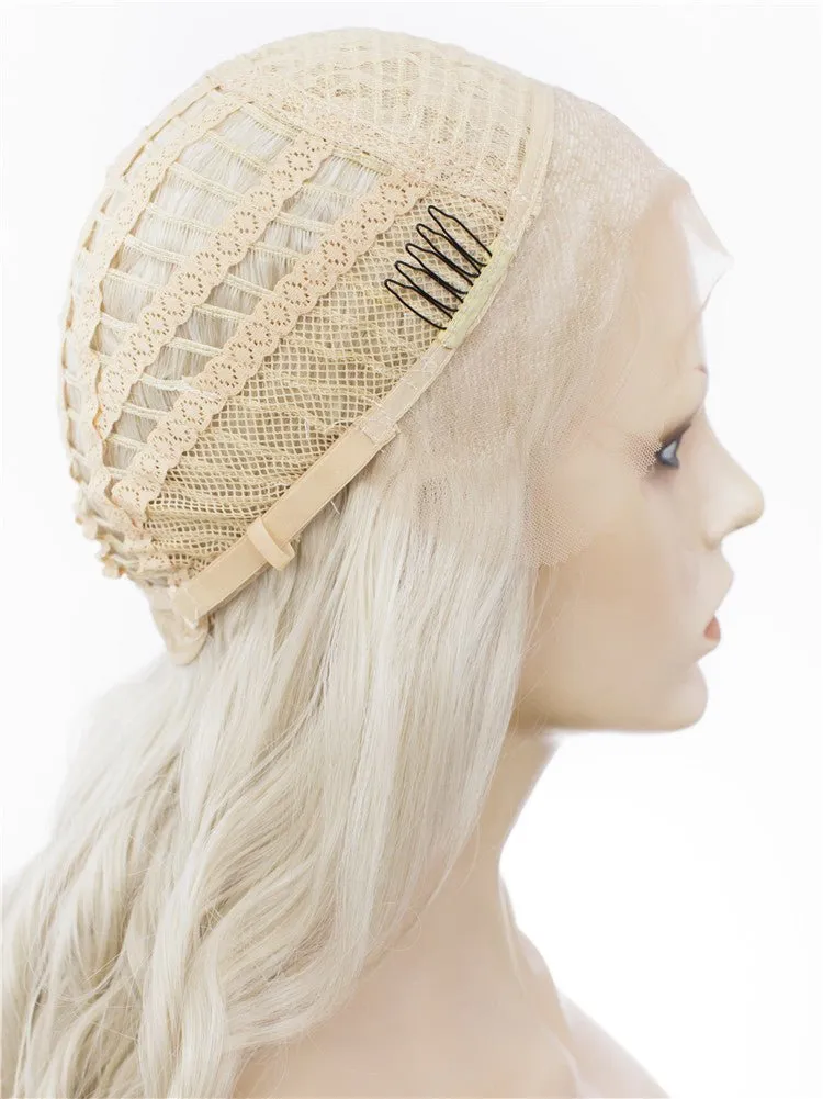 Platinum - Ash Blonde Long Loose Curl Synthetic Lace Front Wigs Cosplay Wig