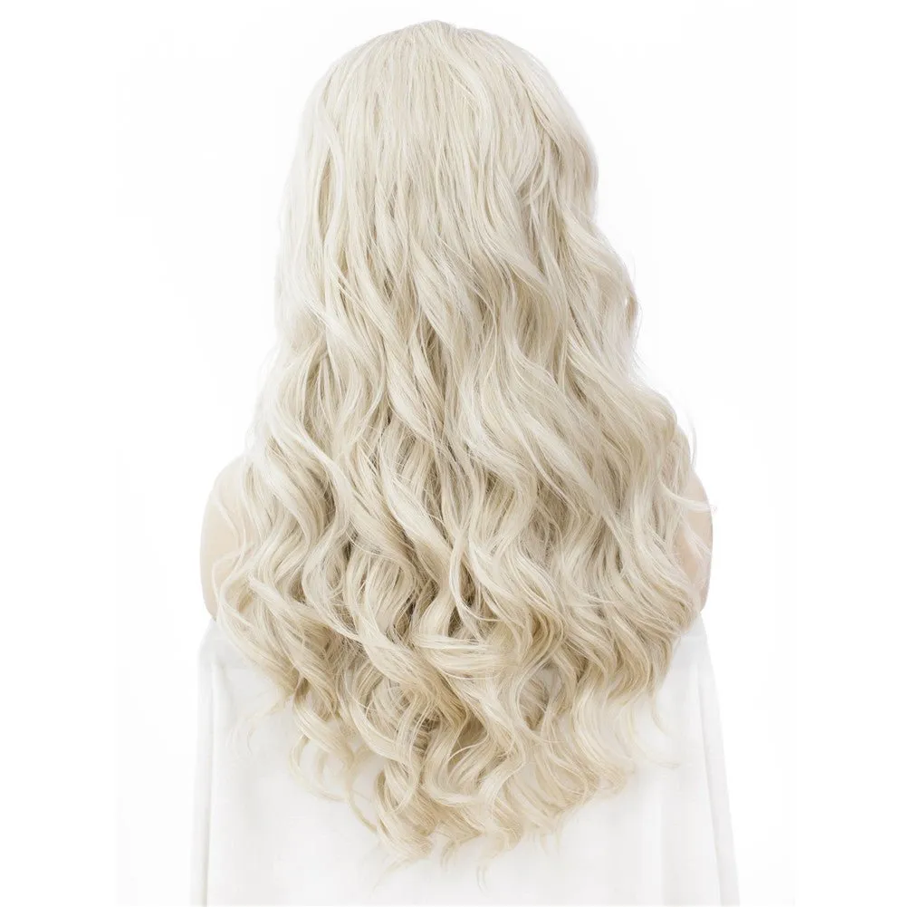 Platinum - Ash Blonde Long Loose Curl Synthetic Lace Front Wigs Cosplay Wig