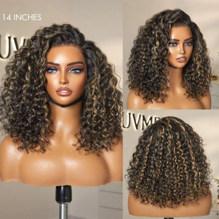 PRE MAX™ - 360 Lace Free Part Blonde Highlight Water Wave Natural Looking Wig Pre-Cut Lace