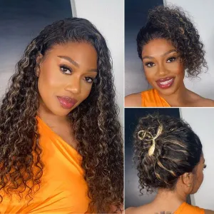 PRE MAX™ - 360 Lace Free Part Blonde Highlight Water Wave Natural Looking Wig Pre-Cut Lace