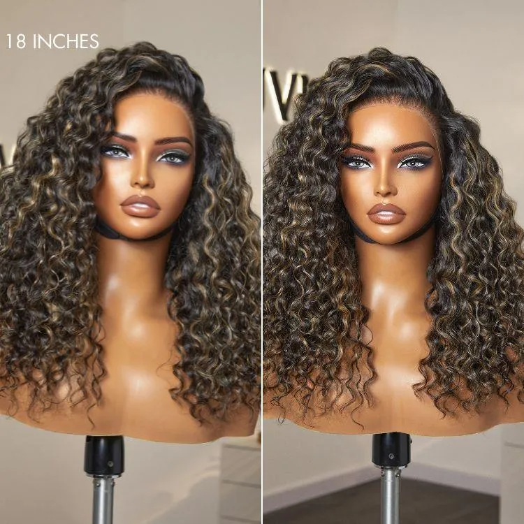 PRE MAX™ - 360 Lace Free Part Blonde Highlight Water Wave Natural Looking Wig Pre-Cut Lace