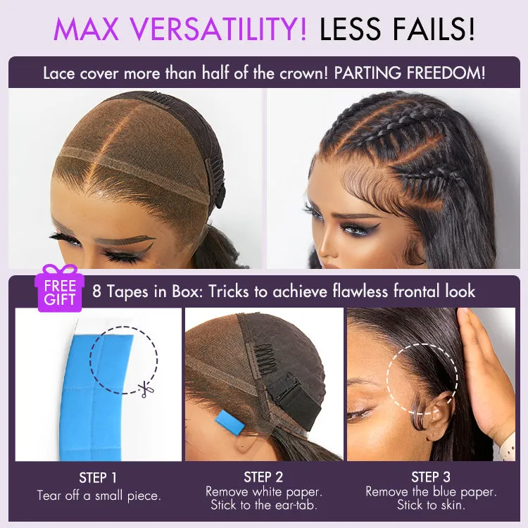 PreMax Wigs - Nature Max Yaki Straight Ear-to-ear 13x6 Frontal HD Lace Glueless Wig 100% Human Hair