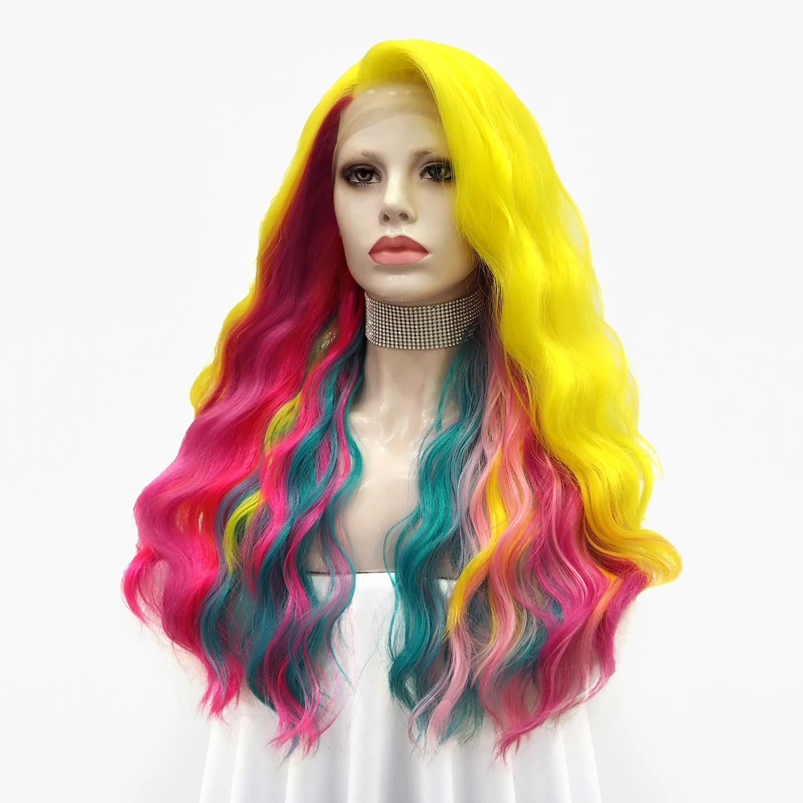 Pride Month Rainbow Wave Long Lace Front Synthetic Imstyle Wig