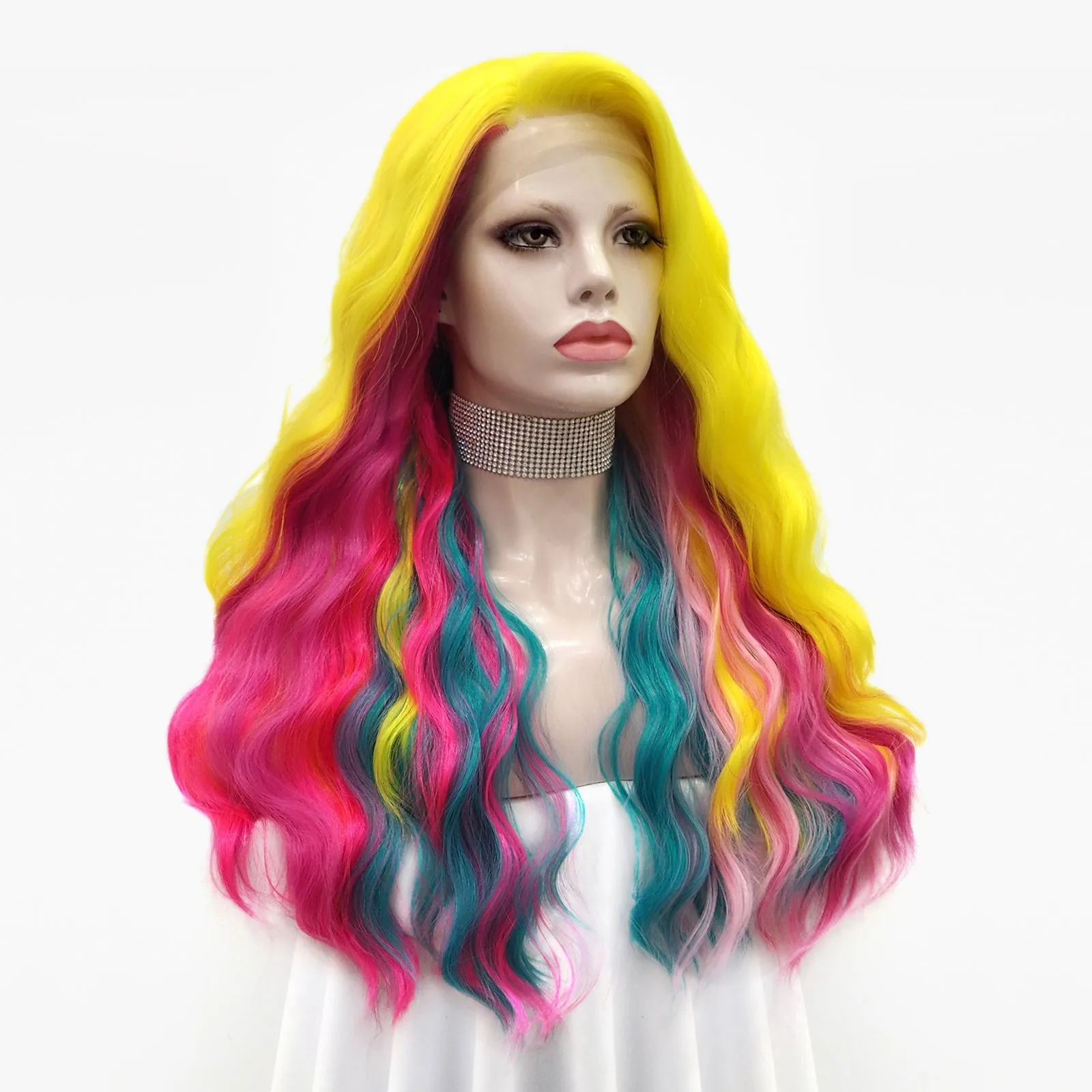 Pride Month Rainbow Wave Long Lace Front Synthetic Imstyle Wig
