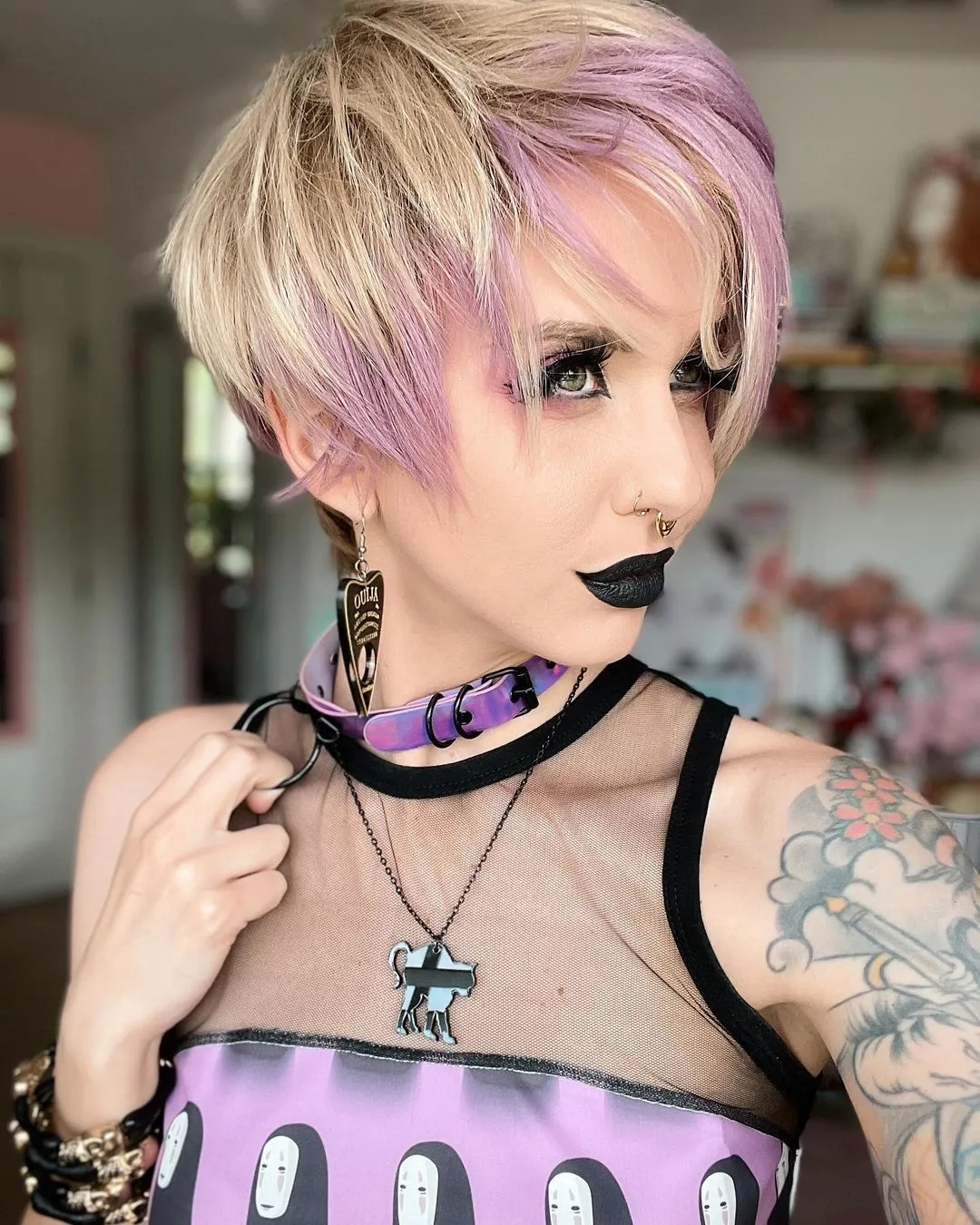 Purple and Blonde Short Synthetic Wig