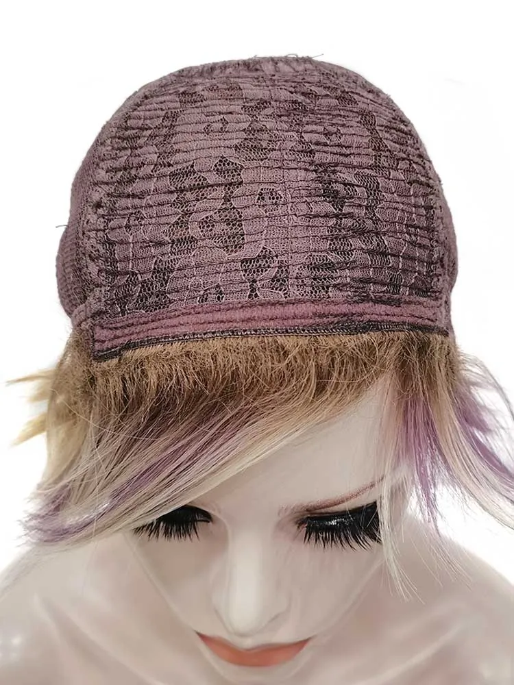 Purple and Blonde Short Synthetic Wig