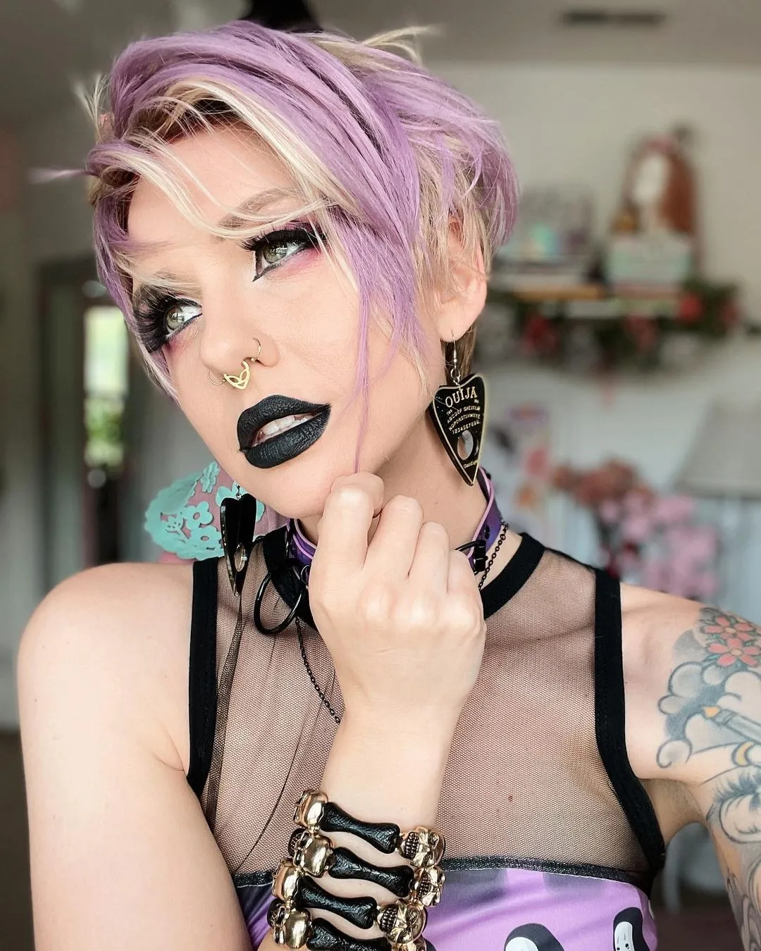 Purple and Blonde Short Synthetic Wig