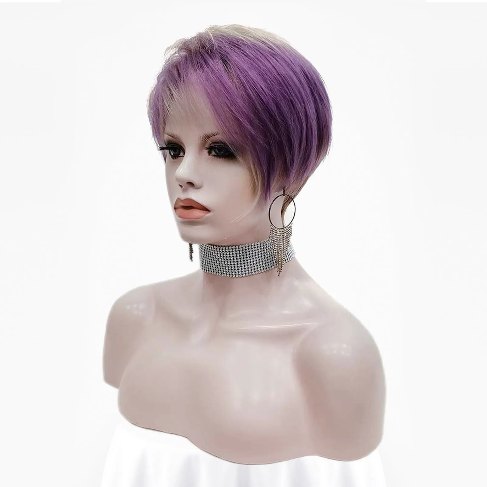 Purple and Blonde Short Synthetic Wig