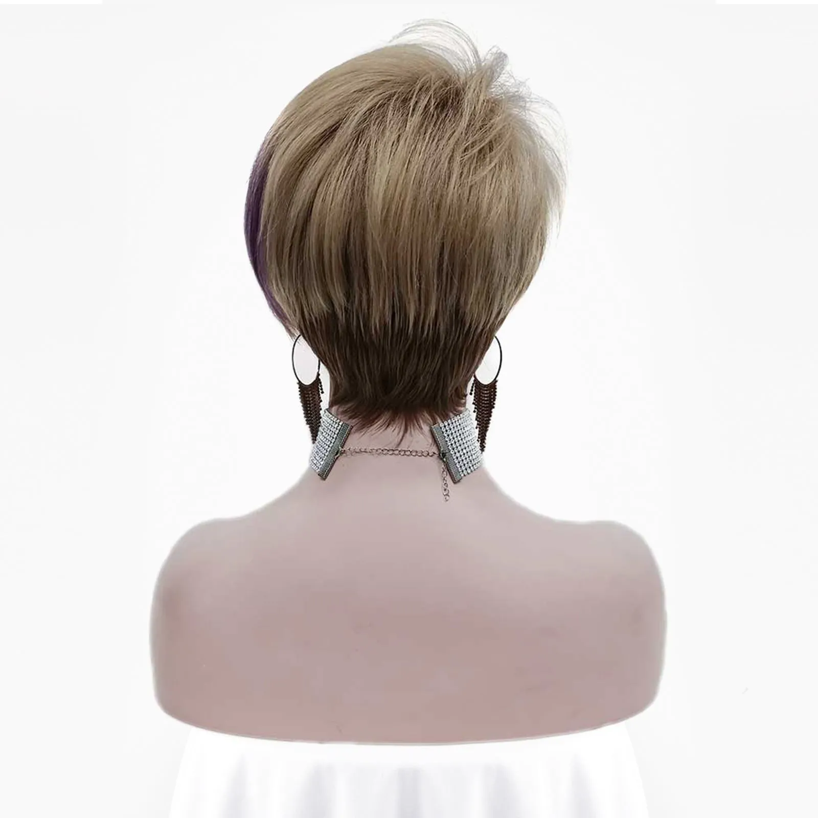 Purple and Blonde Short Synthetic Wig