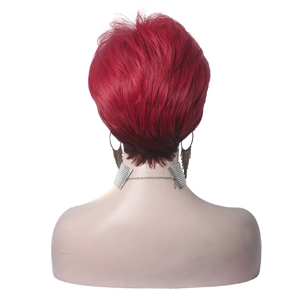Red Short Synthetic Daily Wig For Women