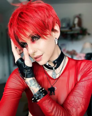 Red Short Synthetic Daily Wig For Women