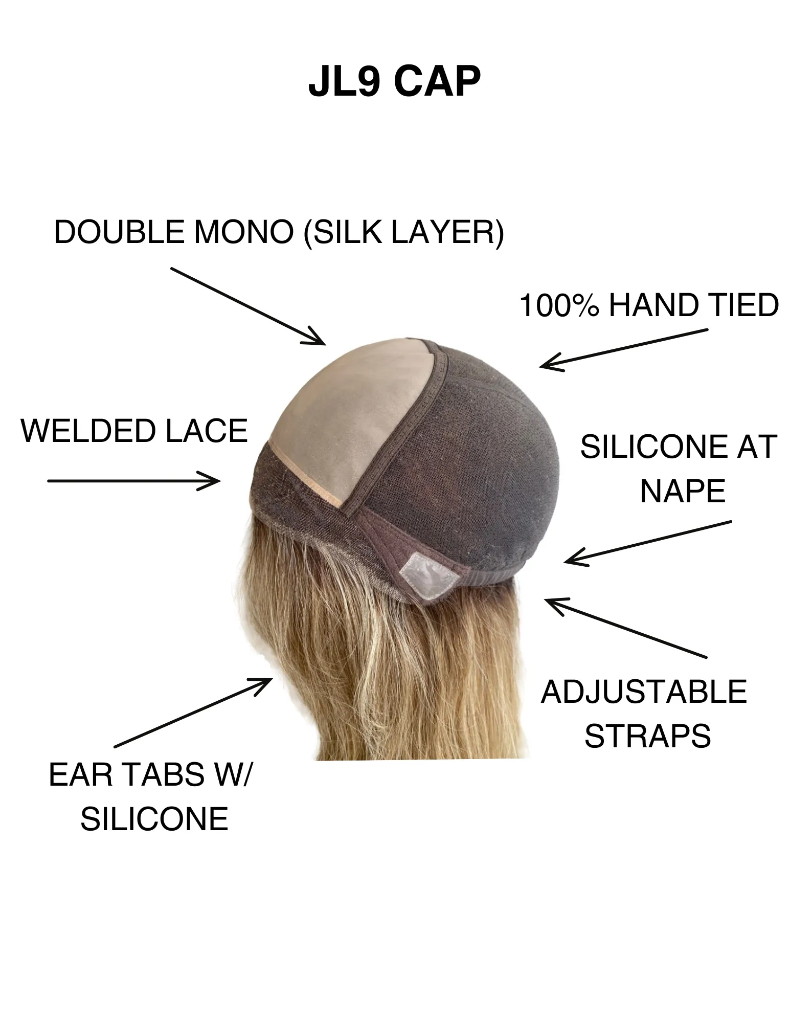 STOCK #JL9-322  GARDEAUX DELUXE HAND TIED DOUBLE MONO TOP WIG