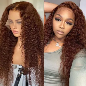 Tuneful Glueless Brown Colored Curly Human Hair Wigs For Black Women
