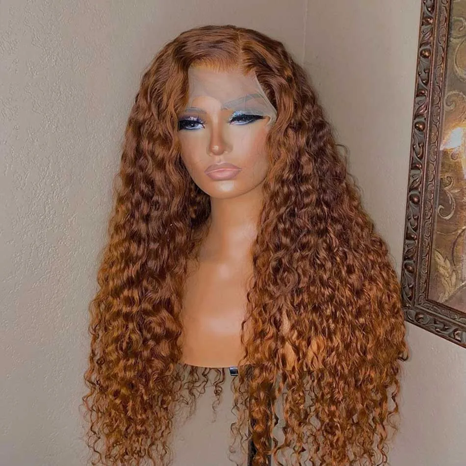 Tuneful Glueless Ginger Colored Curly Human Hair Wigs 13x6 5x5 6x5 Lace Front Closure 180% Density Wigs