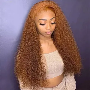 Tuneful Glueless Ginger Colored Curly Human Hair Wigs 13x6 5x5 6x5 Lace Front Closure 180% Density Wigs