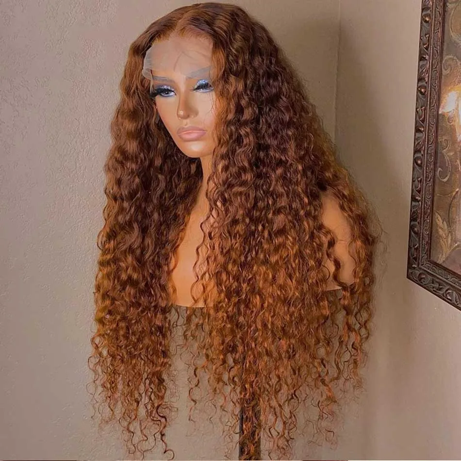 Tuneful Glueless Ginger Colored Curly Human Hair Wigs 13x6 5x5 6x5 Lace Front Closure 180% Density Wigs