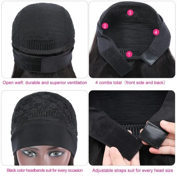 Tuneful Kinky straight Headband Wigs Human Hair Wigs For Women