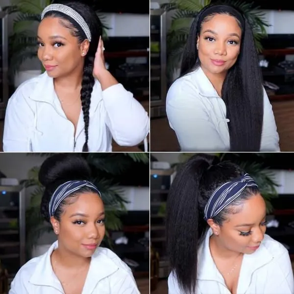 Tuneful Kinky straight Headband Wigs Human Hair Wigs For Women