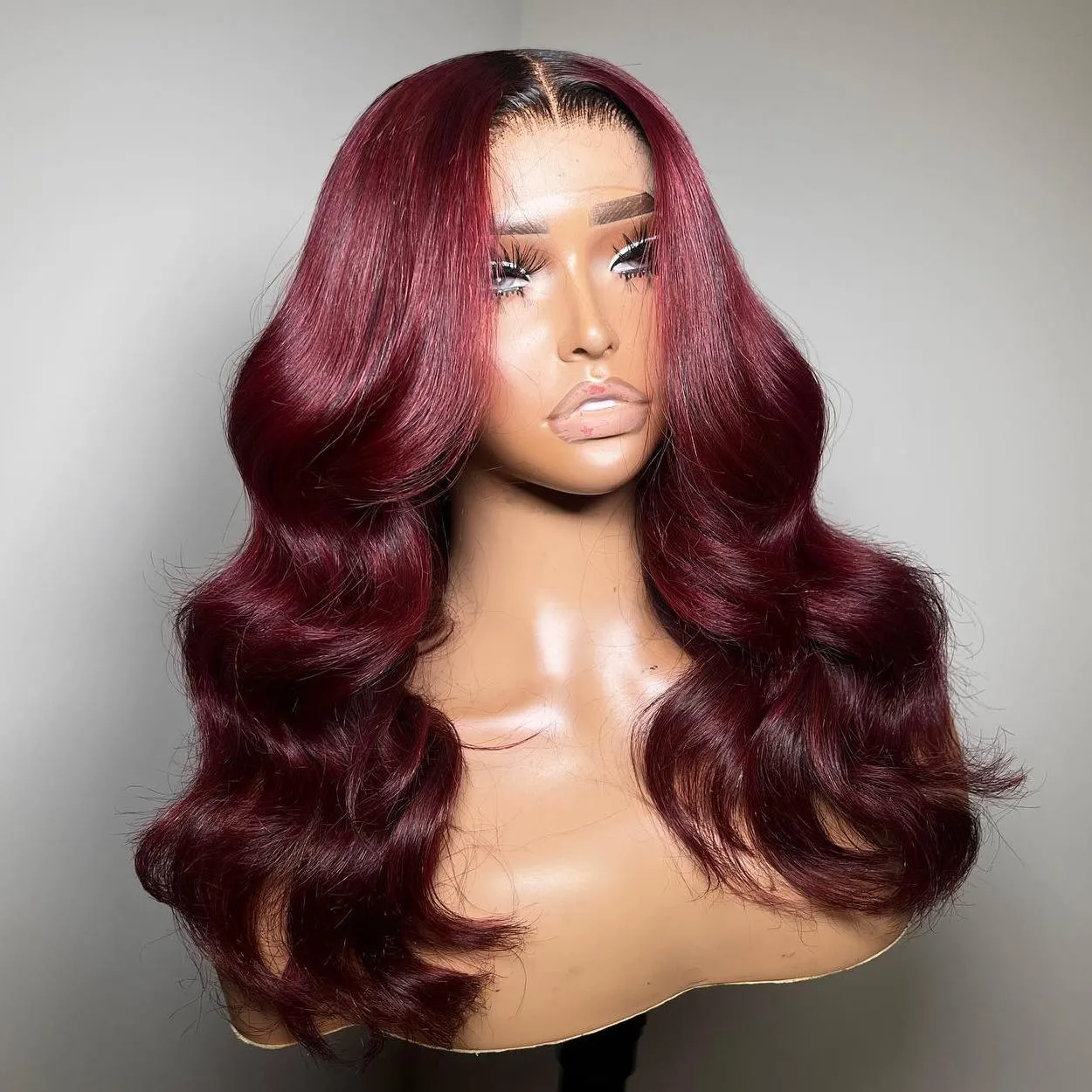 Tuneful Ombre Burgundy Colored Body Wave Human Hair Bob Wigs