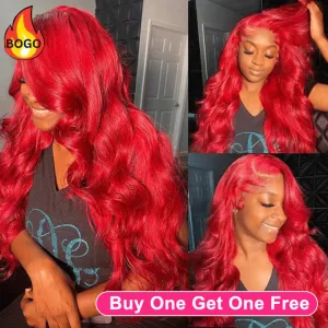 Tuneful Red Color 13x6 Lace Front Human Hair Wigs Bogo Deal