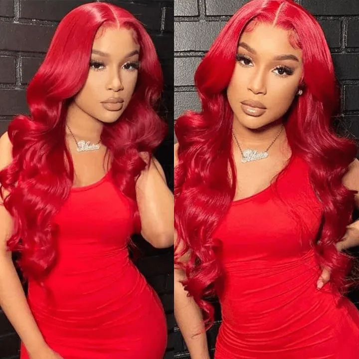 Tuneful Red Color 13x6 Lace Front Human Hair Wigs Bogo Deal
