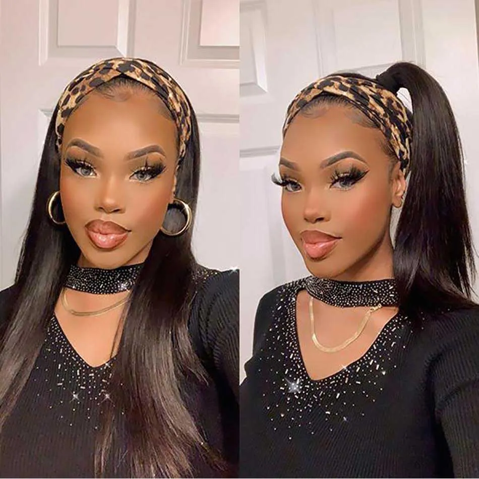Tuneful Straight Headband Wigs Human Hair For Women