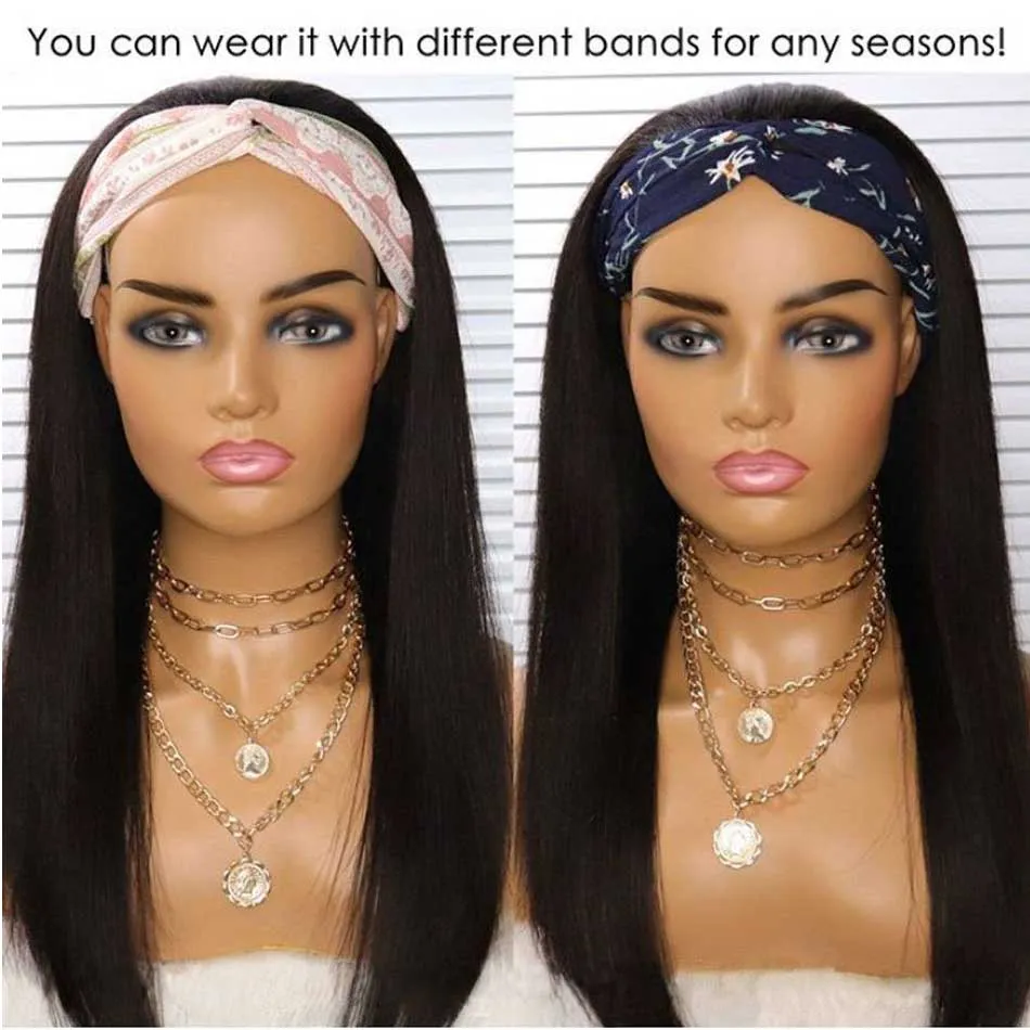 Tuneful Straight Headband Wigs Human Hair For Women