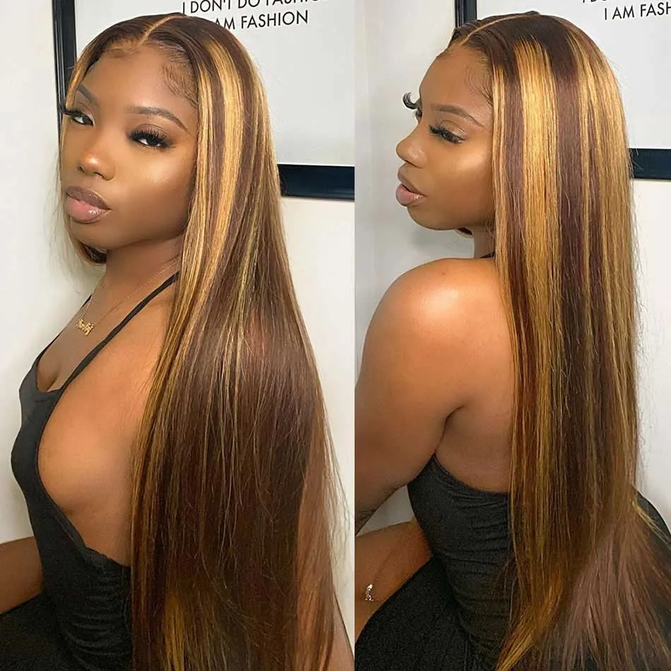 Tuneful Super Deal Highlight Colored Straight 13x6 Lace Front Human Hair Wigs 180% Density
