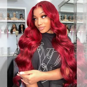 Tuneful Super Deal Red Colored Human Hair Wigs Christmas Wigs