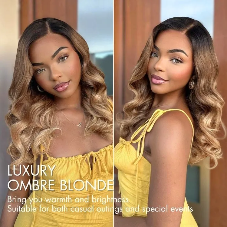 Weekly Special  | PreMax Wigs | Gorgeous Ombre Color Loose Wave Glueless 13x4 Frontal Lace Blonde Hair Wig Pre-cut Lace