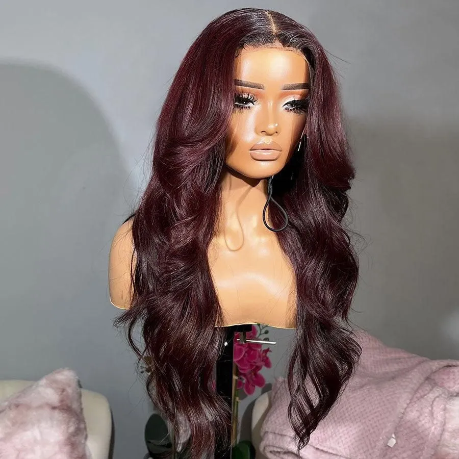 WOWANGEL Ombre Burgundy 13X6 HD Lace Front Wigs Body Wave