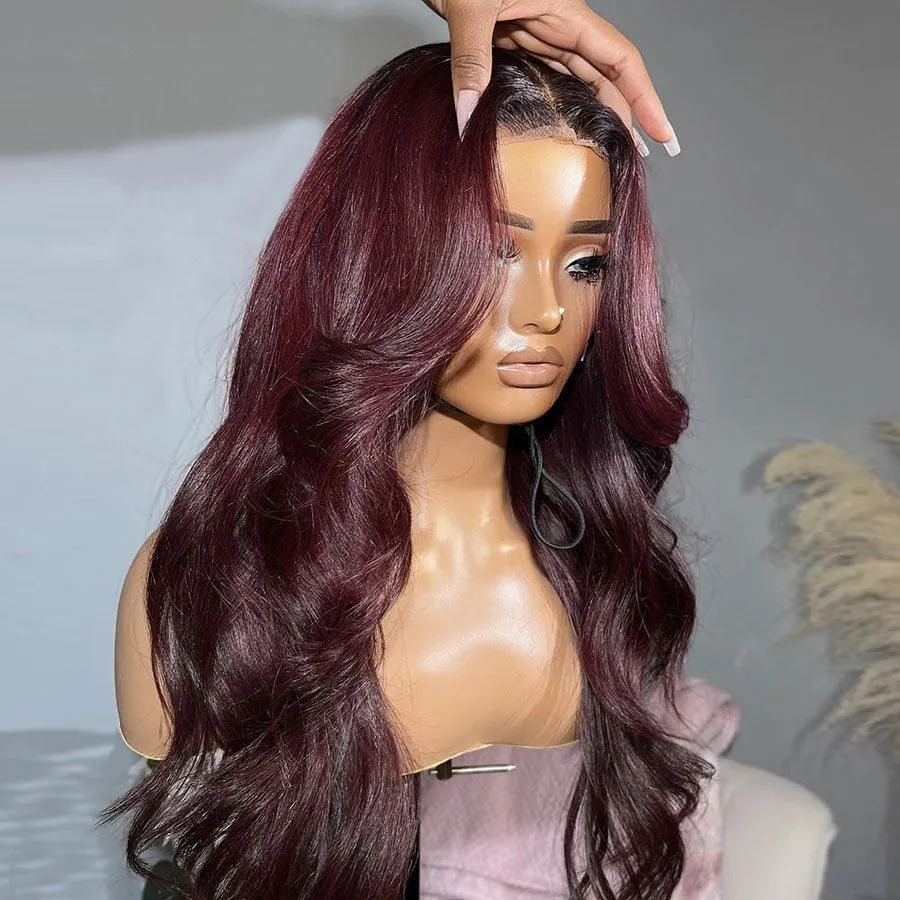 WOWANGEL Ombre Burgundy 13X6 HD Lace Front Wigs Body Wave